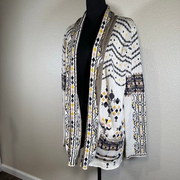 Vici Aztec Tribal Print Knit Long Sleeve Open Front Cardigan 100% Cotton Size SM - Picture 5 of 10